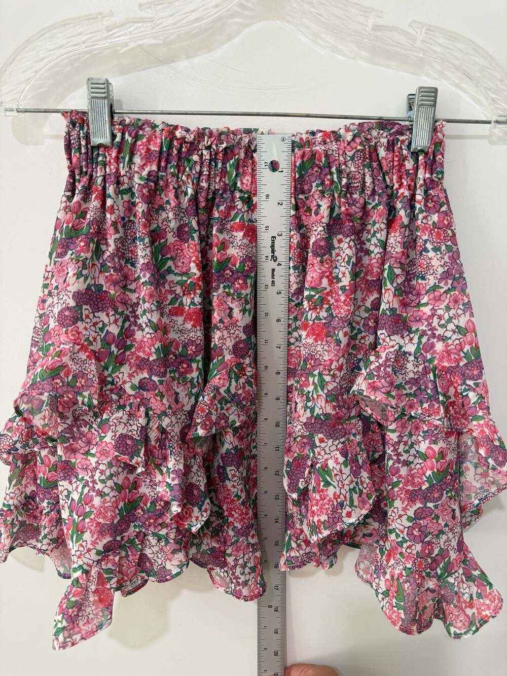 For Love & Lemons Evi Mini Skirt Pink Purple Floral Ruffled XS - Picture 8 of 8